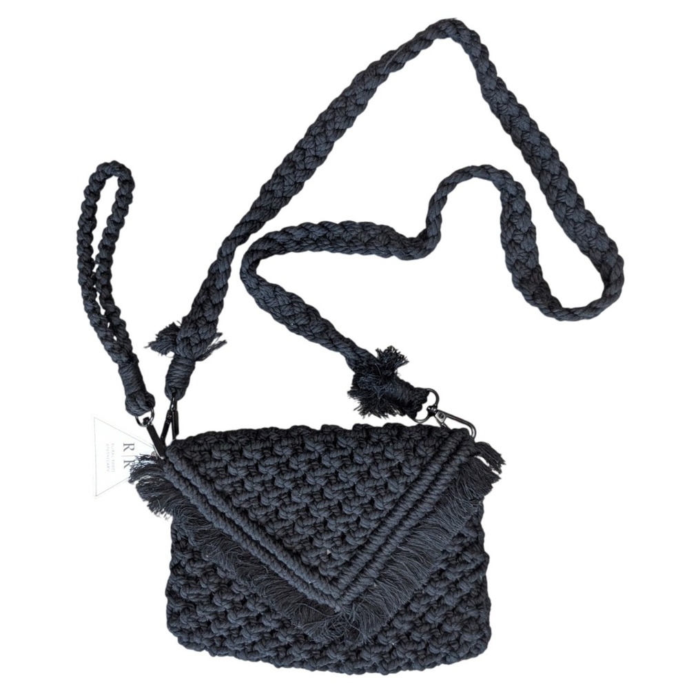 New Rural Roots Black Small Crochet Crossbody Bag Wrist Bag